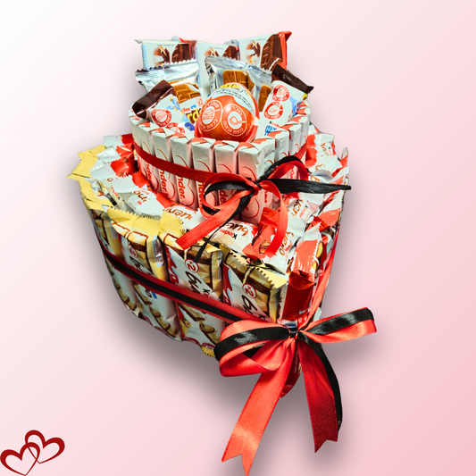 מארז "מיקה" - מארז קינדרים 2 קומות בצורת לב | שוקולטי