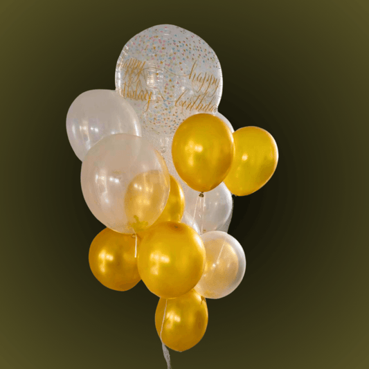 זר בלונים יום הולדת זהב לבן | שוקולטי