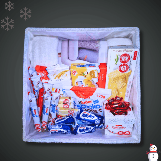 מארז "שלג" - מארז שמיכה ושוקולדים מפנק | שוקולטי