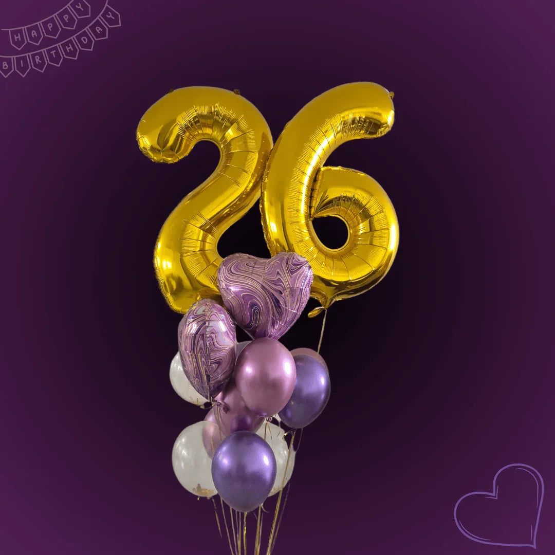 זר בלונים מודרני לאישה ליום הולדת | שוקולטי