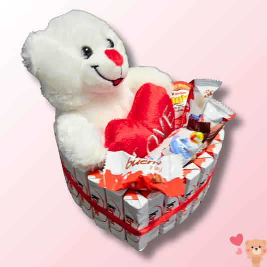 מארז קינדרים "דנה" - לב מלא בשוקולדים ודובי | שוקולטי