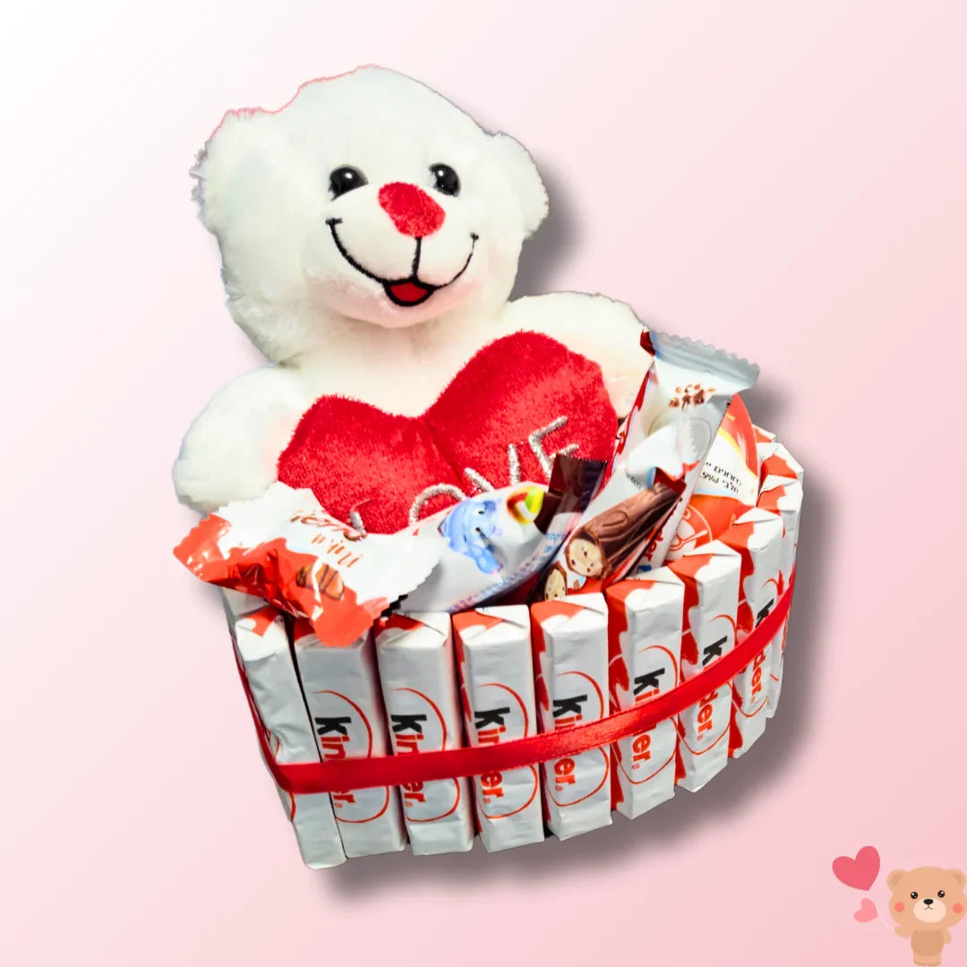 מארז קינדרים "דנה" - לב מלא בשוקולדים ודובי | שוקולטי