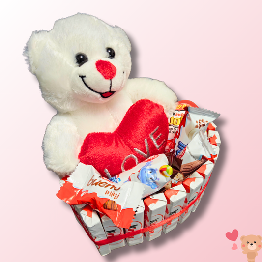 מארז קינדרים "דנה" - לב מלא בשוקולדים ודובי | שוקולטי