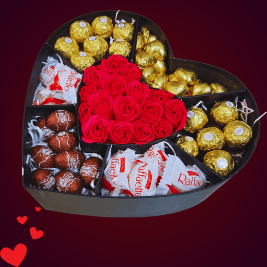 מארז "עמית" - מארז שוקולד ופרחים לאוהבים | שוקולטי