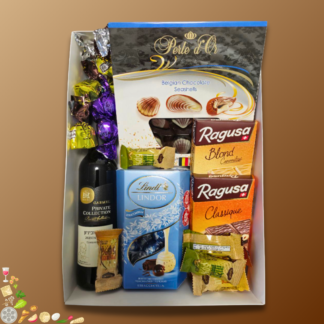 מארז "גושן" - מארז שוקולדים מפנק עם יין לפסח | שוקולטי