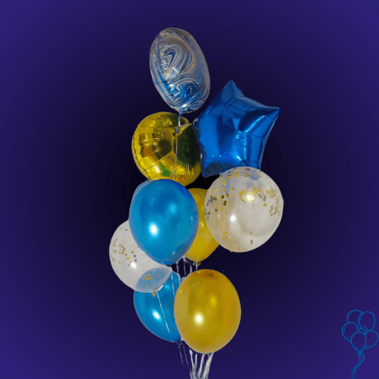 זר בלונים קלאסי גבר - זר כחול וזהב | שוקולטי