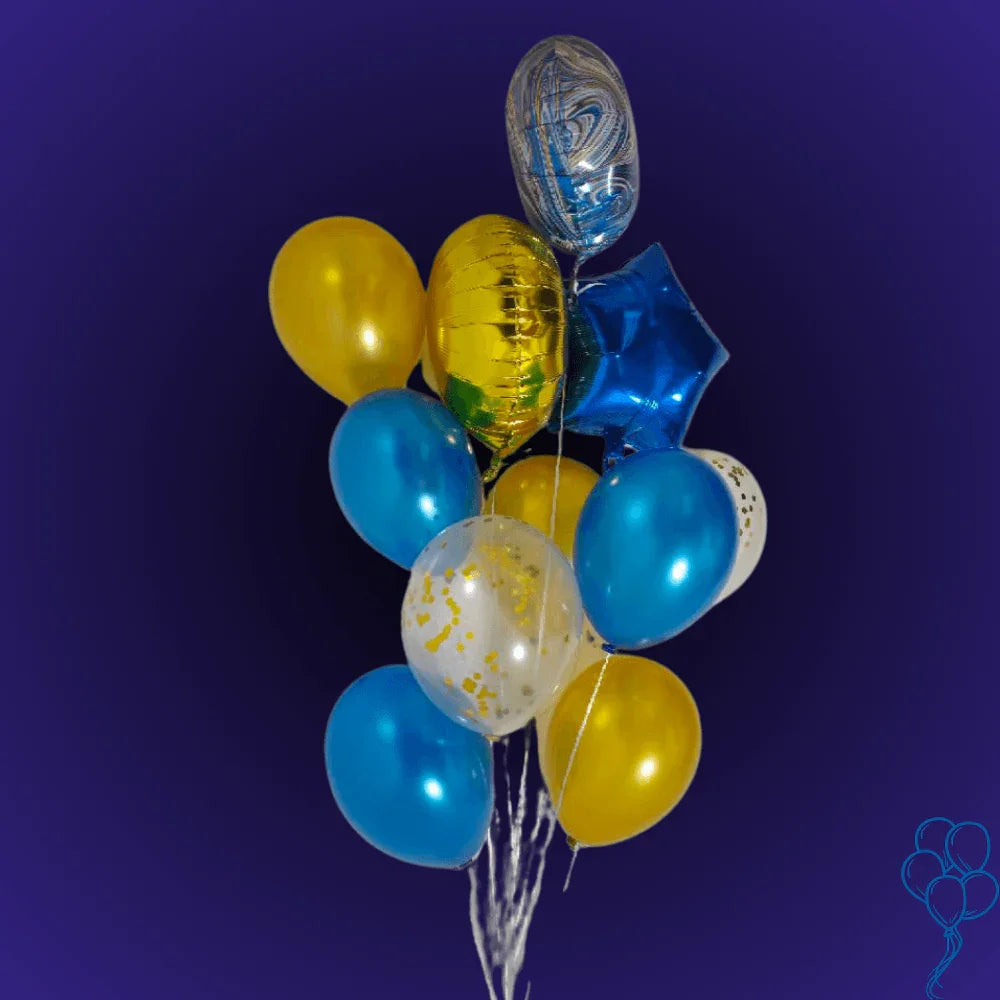 זר בלונים קלאסי גבר - זר כחול וזהב | שוקולטי