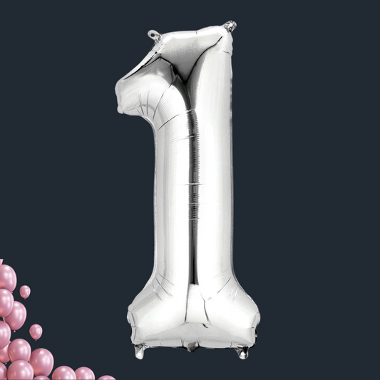 בלון ספרה בצבע כסף ענק (86 ס"מ) | שוקולטי