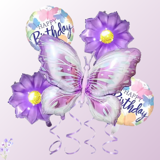 זר בלונים בצורת פרחים ופרפרים | שוקולטי