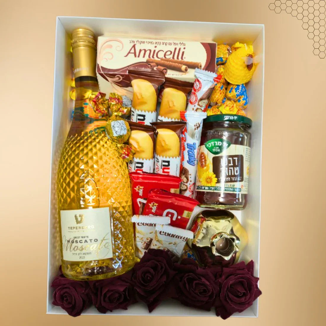 מארז "ליאן" - מארז מתנה מיוד עם יין שוקלדים וחבקי מפיות מהממים | שוקולטי