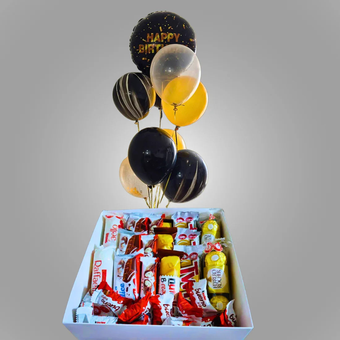 מארז שוקולד ובלונים קומפקטי ויפה | שוקולטי