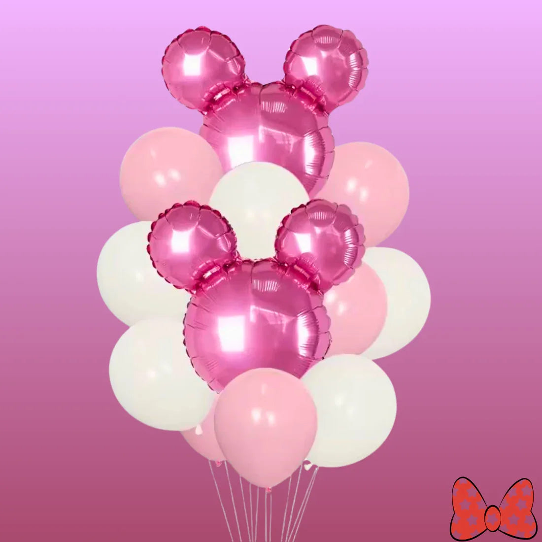 זר בלונים מיני מאוס ורוד | שוקולטי