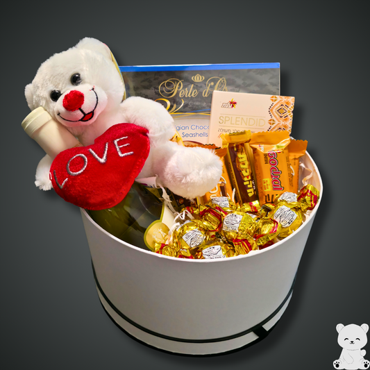 מארז "סוף" - מארז שוקולדים יין לבן קטן ודובי  | שוקולטי