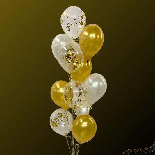 זר בלוני גומי זהב לבן | שוקולטי