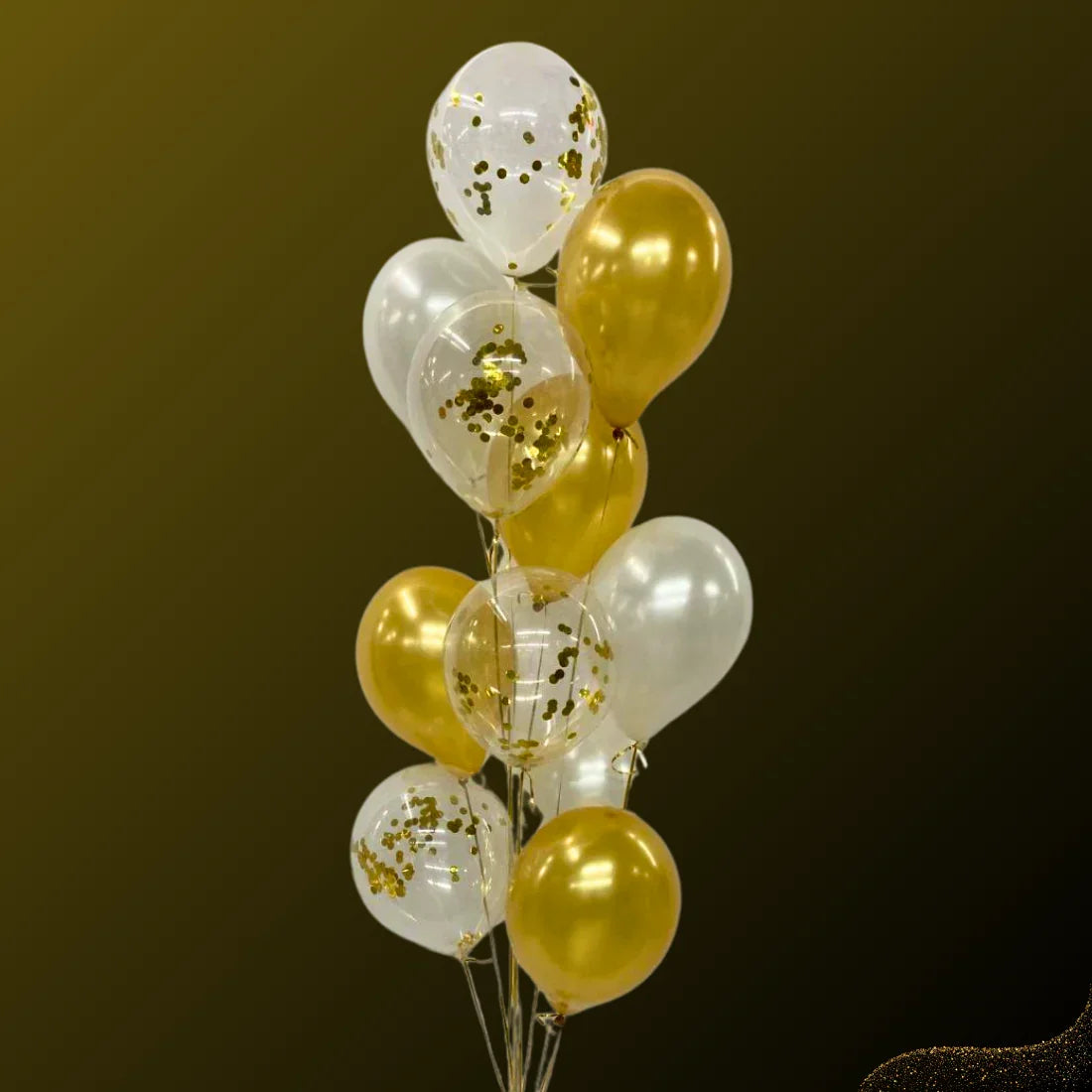 זר בלוני גומי זהב לבן | שוקולטי