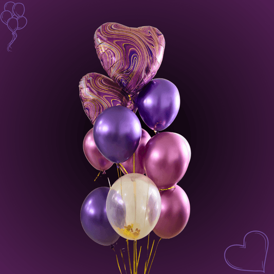 זר בלונים בגווני סגול יוקרתי לאישה | שוקולטי