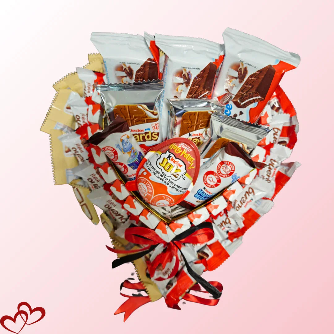 מארז "מיקה" - מארז קינדרים 2 קומות בצורת לב | שוקולטי