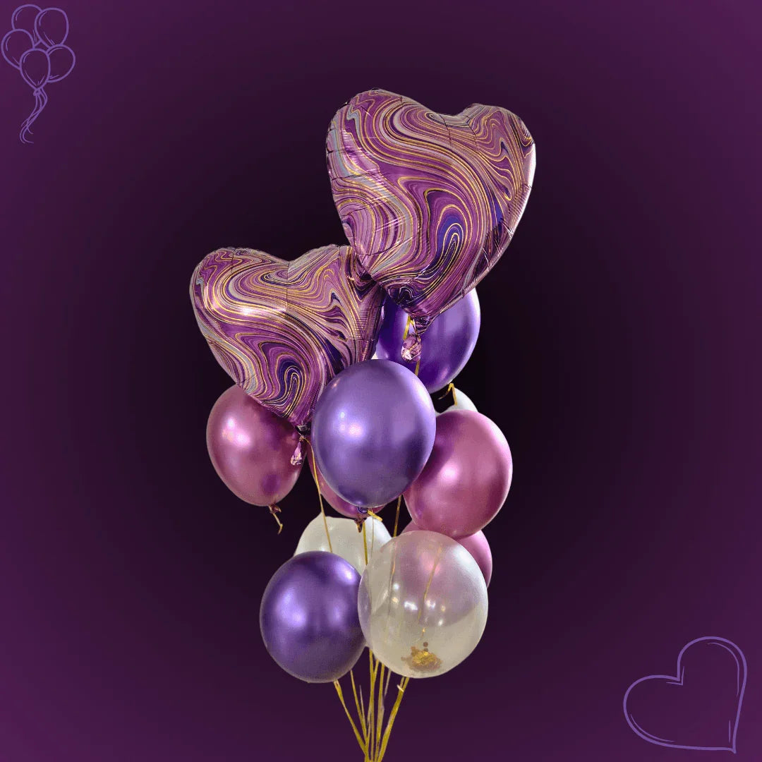 זר בלונים בגווני סגול יוקרתי לאישה | שוקולטי