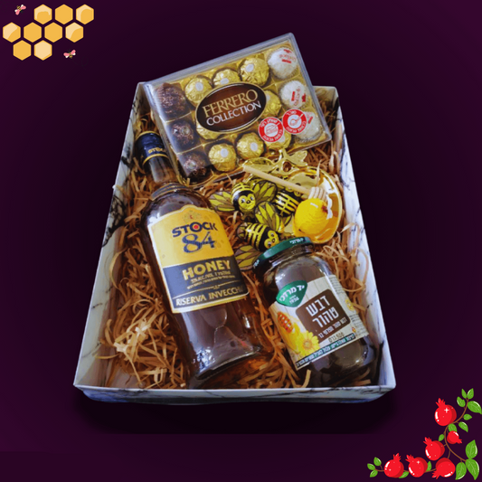 מארז "דבש ואלכוהול" - מארז ליקר דבש ודבש לראש השנה | שוקולטי