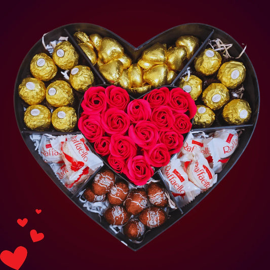 מארז "עמית" - מארז שוקולד ופרחים לאוהבים | שוקולטי