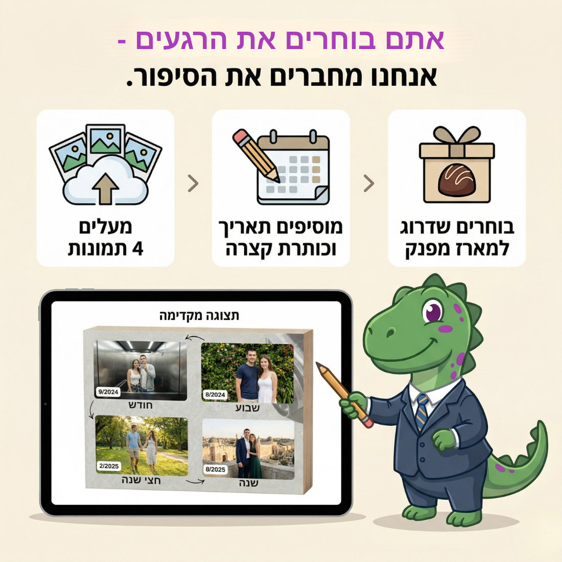 ציוני דרך - הסיפור שלכם על בלוק עץ