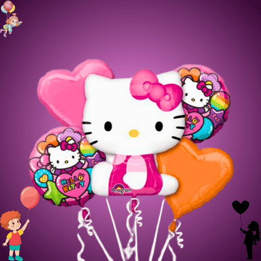 זר בלונים לילדות 'הלו קיטי' | שוקולטי