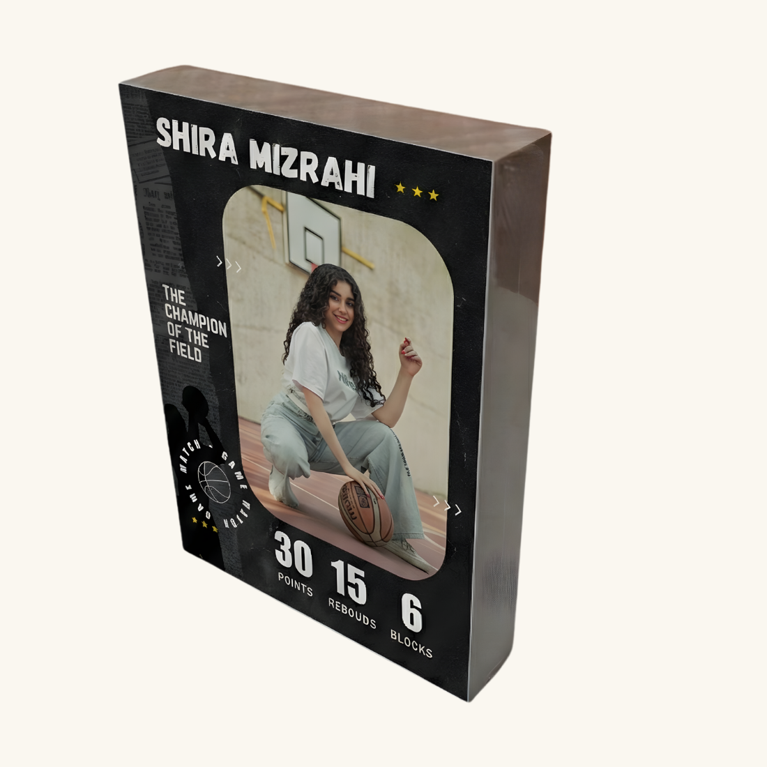 בלוק עץ שחקן כדורסל MVP